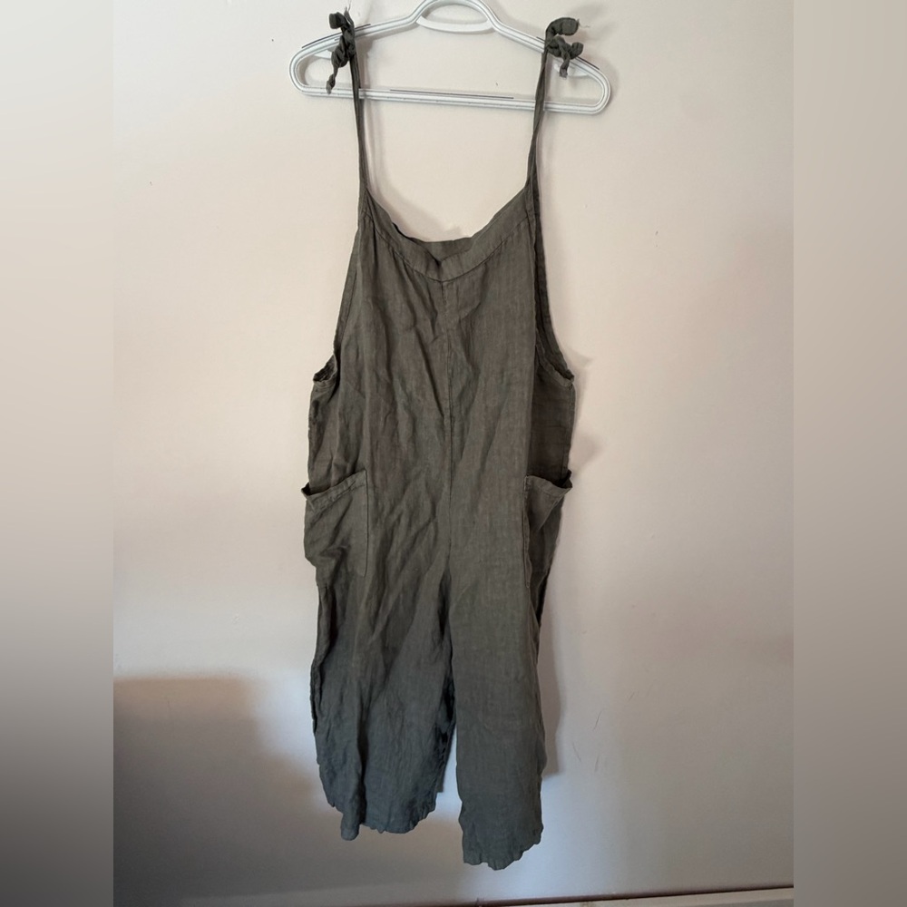 Relaxed Tie-Strap Olive Jumpsuit